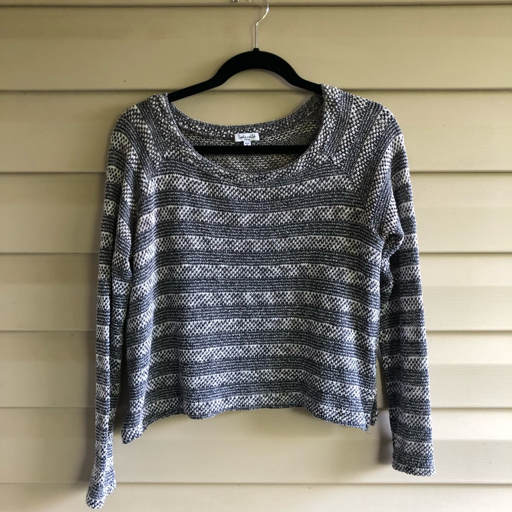 Splendid stripes long sleeve cropped knit tee